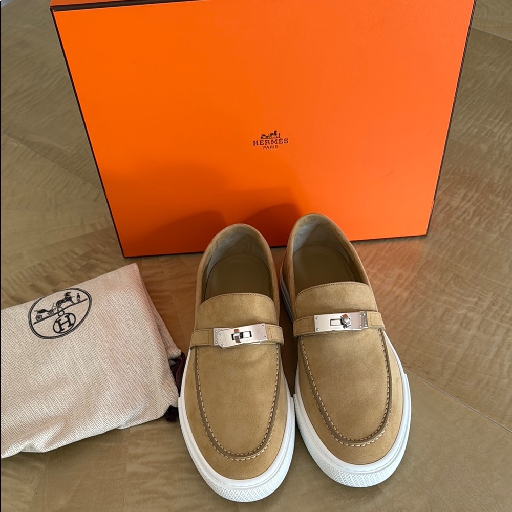 Hermes Homme Game Chevre suede loafers NIB